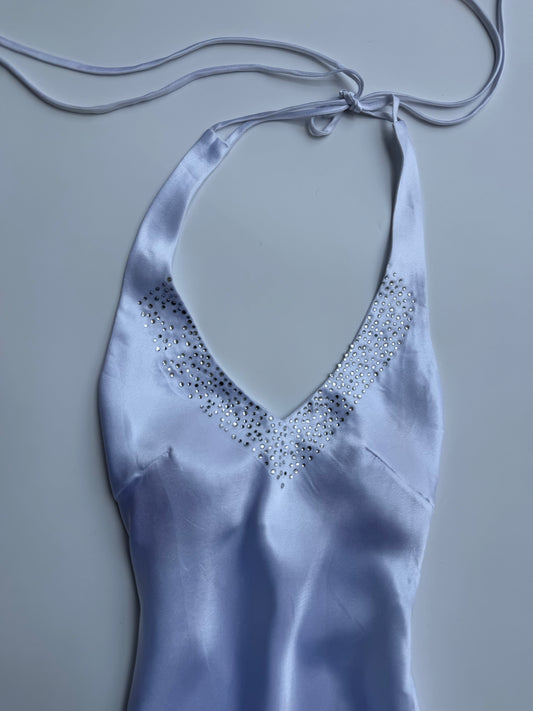Moonlit Pearl Halter Dress