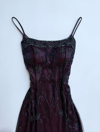 Midnight Plum Beaded Dress (Amethyst🔮)