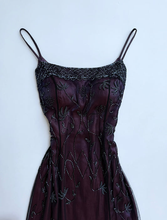 Midnight Plum Beaded Dress (Amethyst🔮)