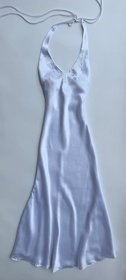 Moonlit Pearl Halter Dress