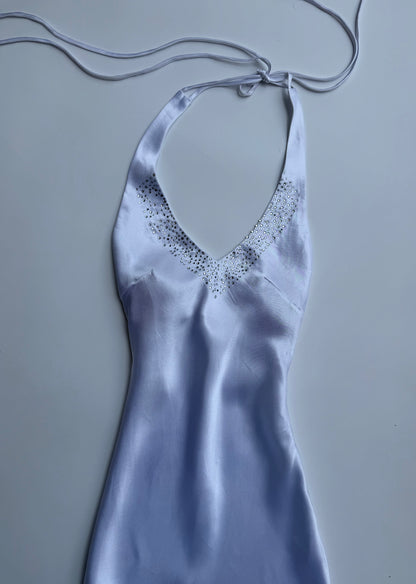 Moonlit Pearl Halter Dress