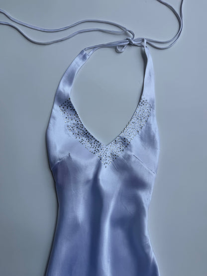 Moonlit Pearl Halter Dress