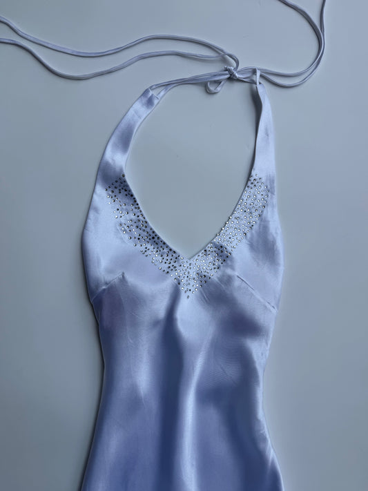 Moonlit Pearl Halter Dress