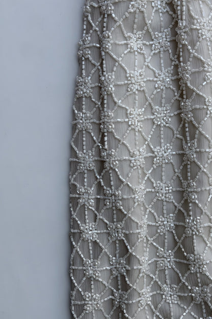 Vintage-Inspired Beaded Square Neck Dress (Swan 🦢)