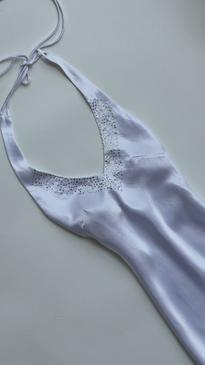 Moonlit Pearl Halter Dress